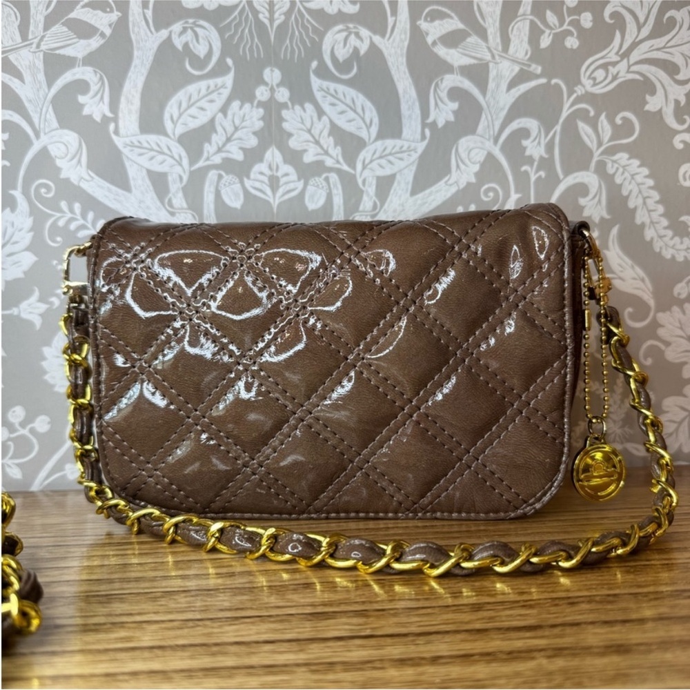 Like New Big‎ Buddha Brown Quilted Bag with Gold Chain